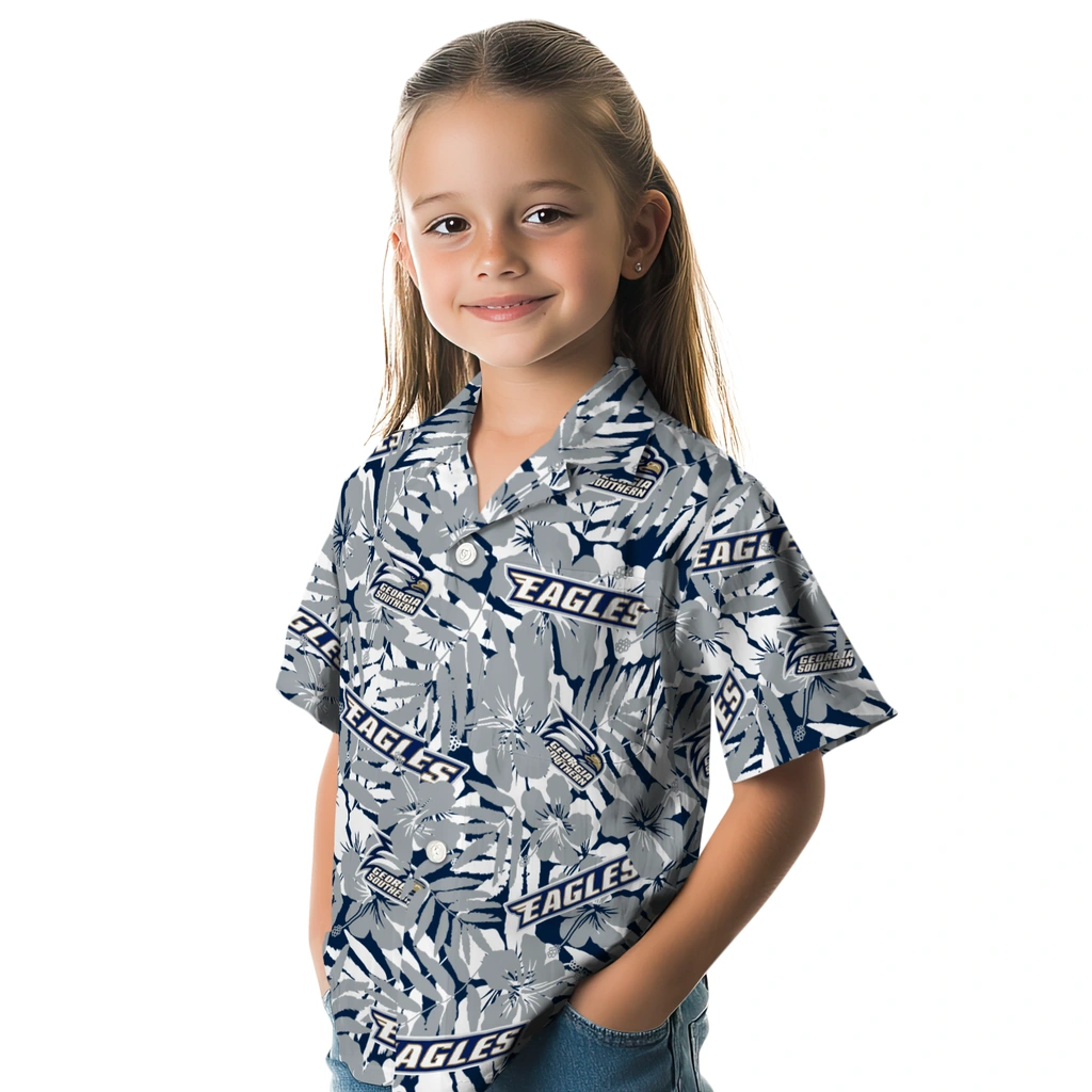 Georgia Southern Eagles Hawaiian Shirt - Hibiscus Overlay georgia southern eagles hibiscus overlay hawaiian shirts premium grade