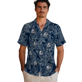 georgia southern eagles leaf outline blue hawaiian shirts fashion forward
