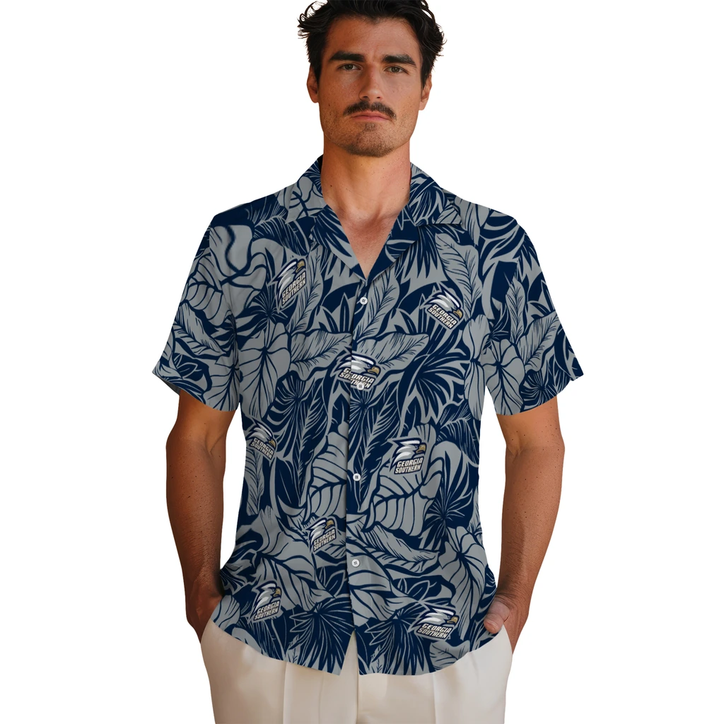 Georgia Southern Eagles Hawaiian Shirt - Monstera Layer georgia southern eagles monstera layer blue hawaiian shirts fashion forward