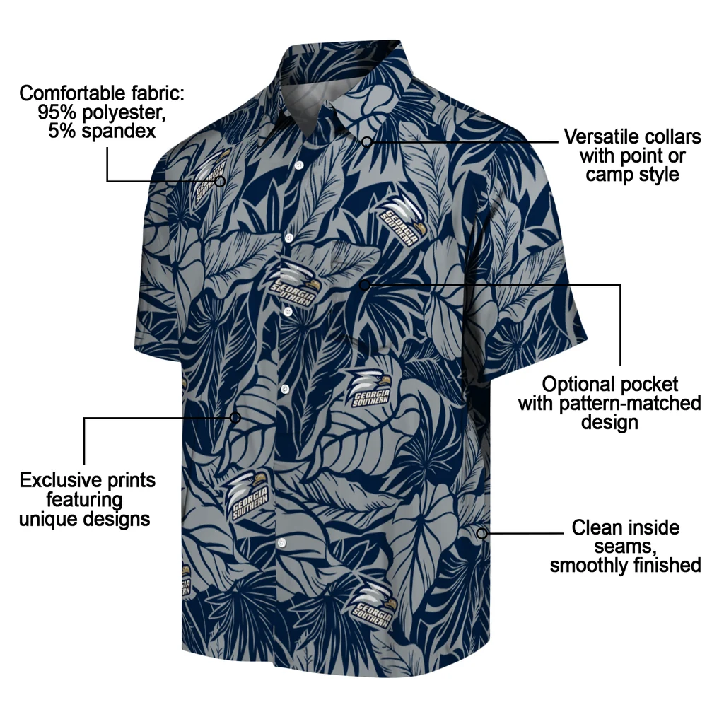 Georgia Southern Eagles Hawaiian Shirt - Monstera Layer georgia southern eagles monstera layer blue hawaiian shirts new arrival