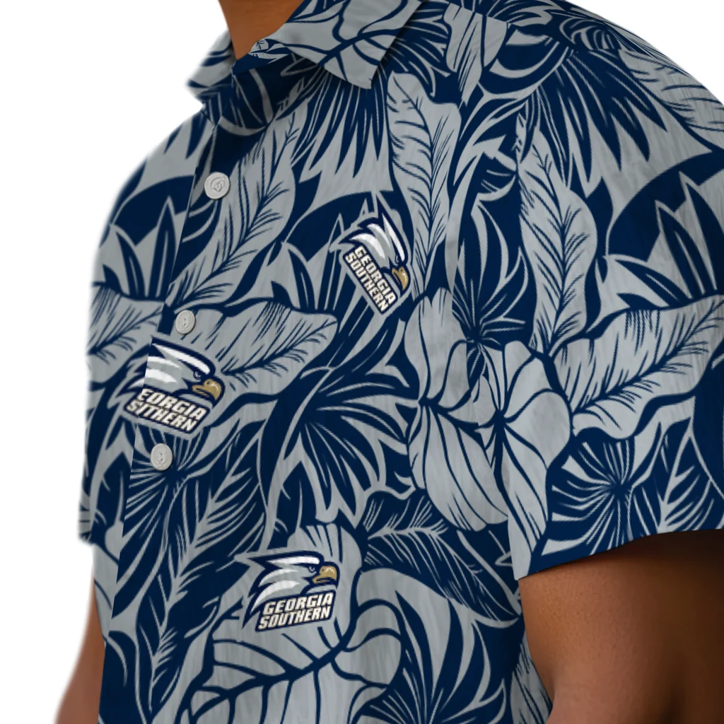 Georgia Southern Eagles Hawaiian Shirt - Monstera Layer georgia southern eagles monstera layer blue hawaiian shirts trendy
