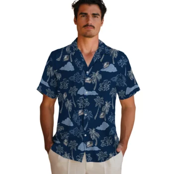 georgia southern eagles palm and clouds blue hawaiian shirts fashion forward