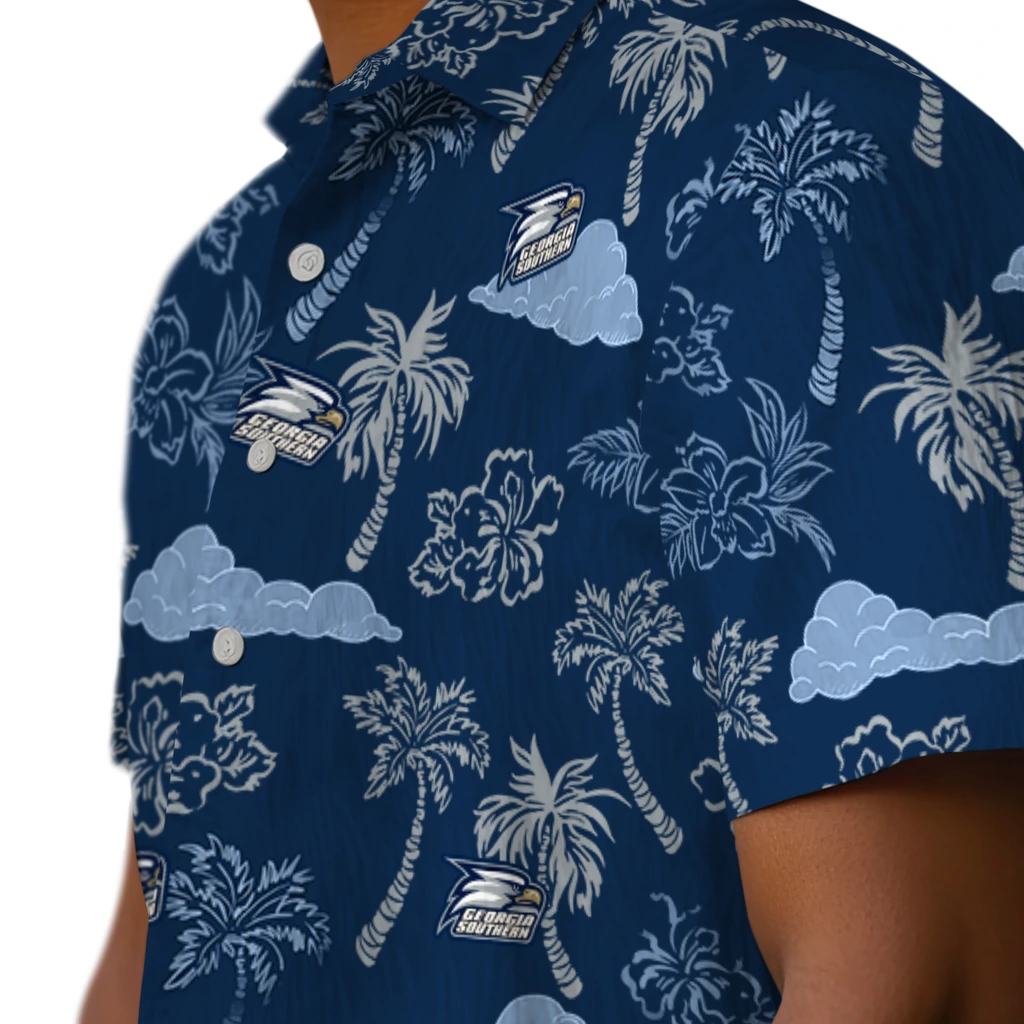 Georgia Southern Eagles Hawaiian Shirt - Palm And Clouds georgia southern eagles palm and clouds blue hawaiian shirts trendy