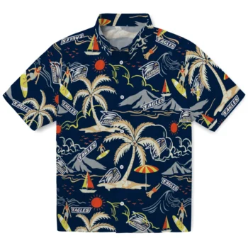 georgia southern eagles palm tree island blue hawaiian shirts best selling