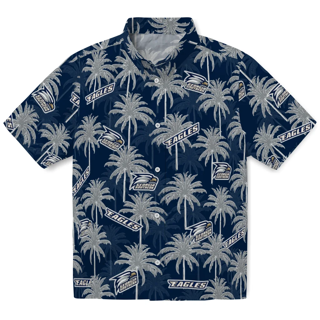 Georgia Southern Eagles Hawaiian Shirt - Palm Tree Motif georgia southern eagles palm grove blue hawaiian shirts best selling