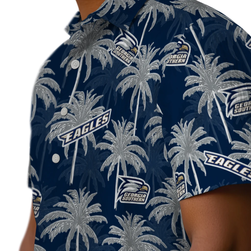 Georgia Southern Eagles Hawaiian Shirt - Palm Tree Motif georgia southern eagles palm grove blue hawaiian shirts trendy