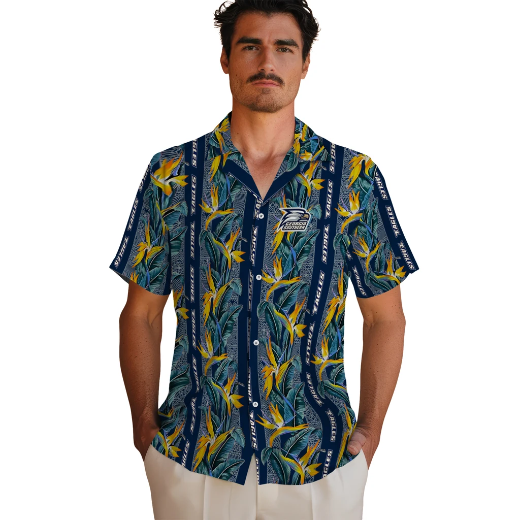 Georgia Southern Eagles Hawaiian Shirt - Paradise Vines georgia southern eagles paradise vines blue hawaiian shirts fashion forward