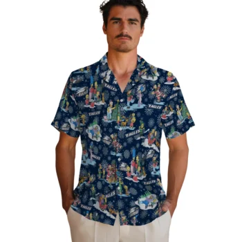 georgia southern eagles simpsons christmas blue hawaiian shirts fashion forward