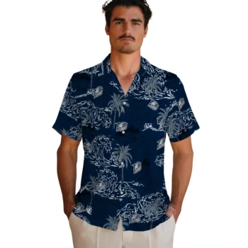 georgia southern eagles wave palm blue hawaiian shirts fashion forward