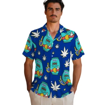georgia state panthers bong smile blue hawaiian shirts fashion forward