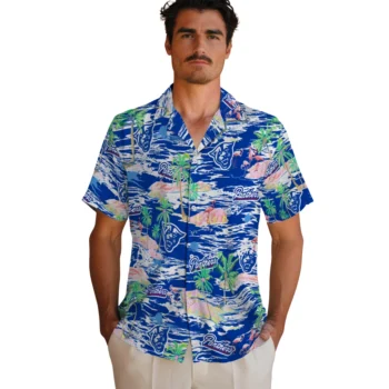 georgia state panthers flamingo retreat blue hawaiian shirts fashion forward