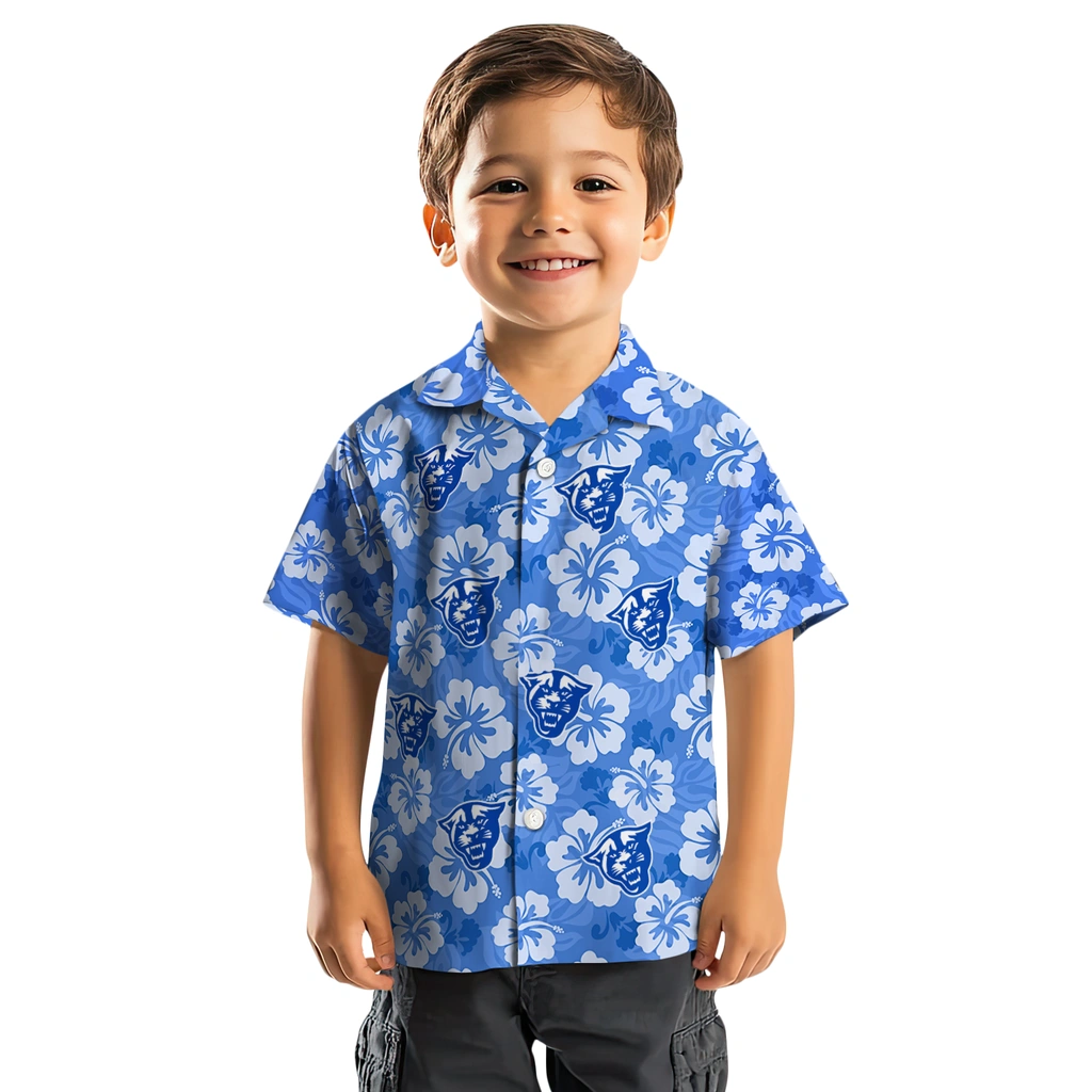 Georgia State Panthers Hawaiian Shirt - Hibiscus Cluster georgia state panthers hibiscus cluster blue hawaiian shirts top rated