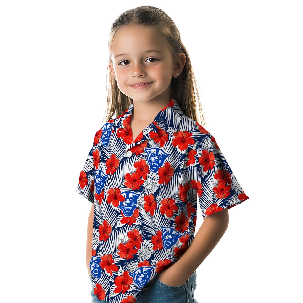 Georgia State Panthers Hawaiian Shirt - Hibiscus Fiesta georgia state panthers hibiscus fiesta red royal blue hawaiian shirts premium grade