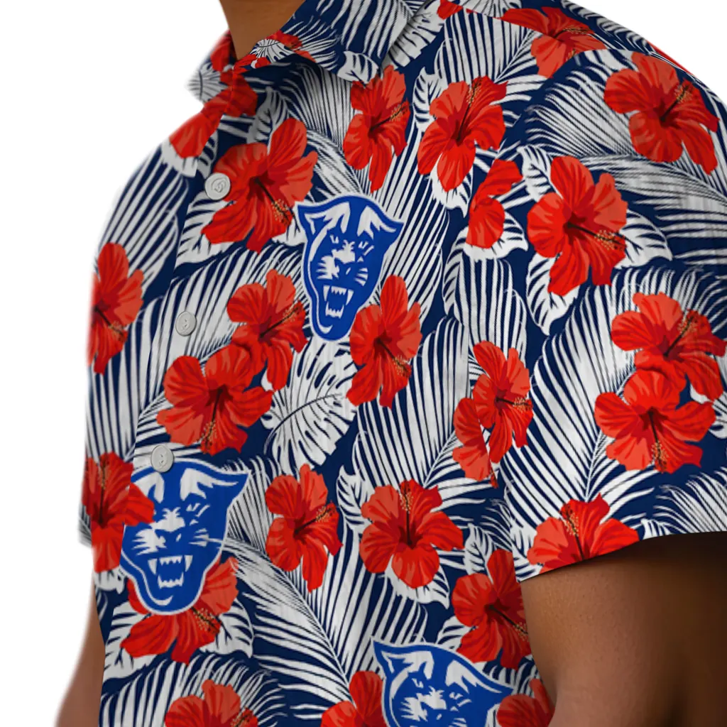 Georgia State Panthers Hawaiian Shirt - Hibiscus Fiesta georgia state panthers hibiscus fiesta red royal blue hawaiian shirts trendy