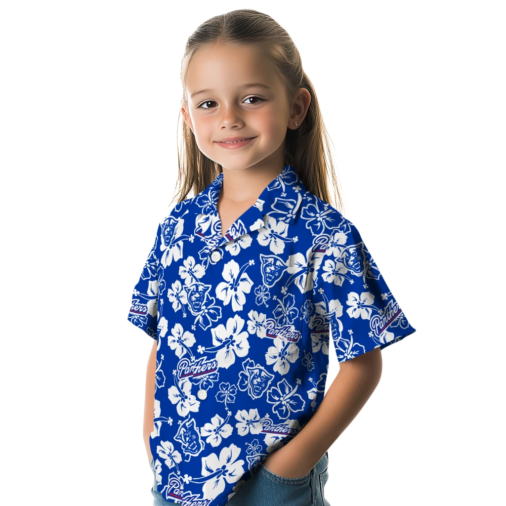 Georgia State Panthers Hawaiian Shirt - Hibiscus Flower Design georgia state panthers hibiscus bloom blue hawaiian shirts premium grade
