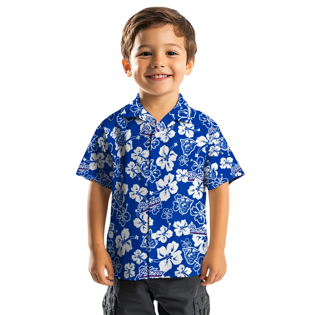 Georgia State Panthers Hawaiian Shirt - Hibiscus Flower Design georgia state panthers hibiscus bloom blue hawaiian shirts top rated