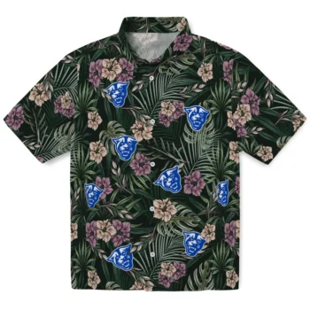georgia state panthers hibiscus leaves pattern green hawaiian shirts best selling