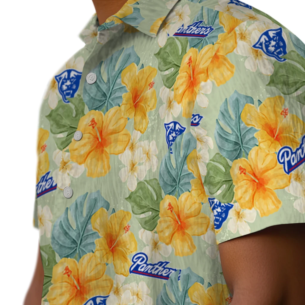 Georgia State Panthers Hawaiian Shirt - Hibiscus Mood georgia state panthers hibiscus mood pale lime yellow hawaiian shirts trendy