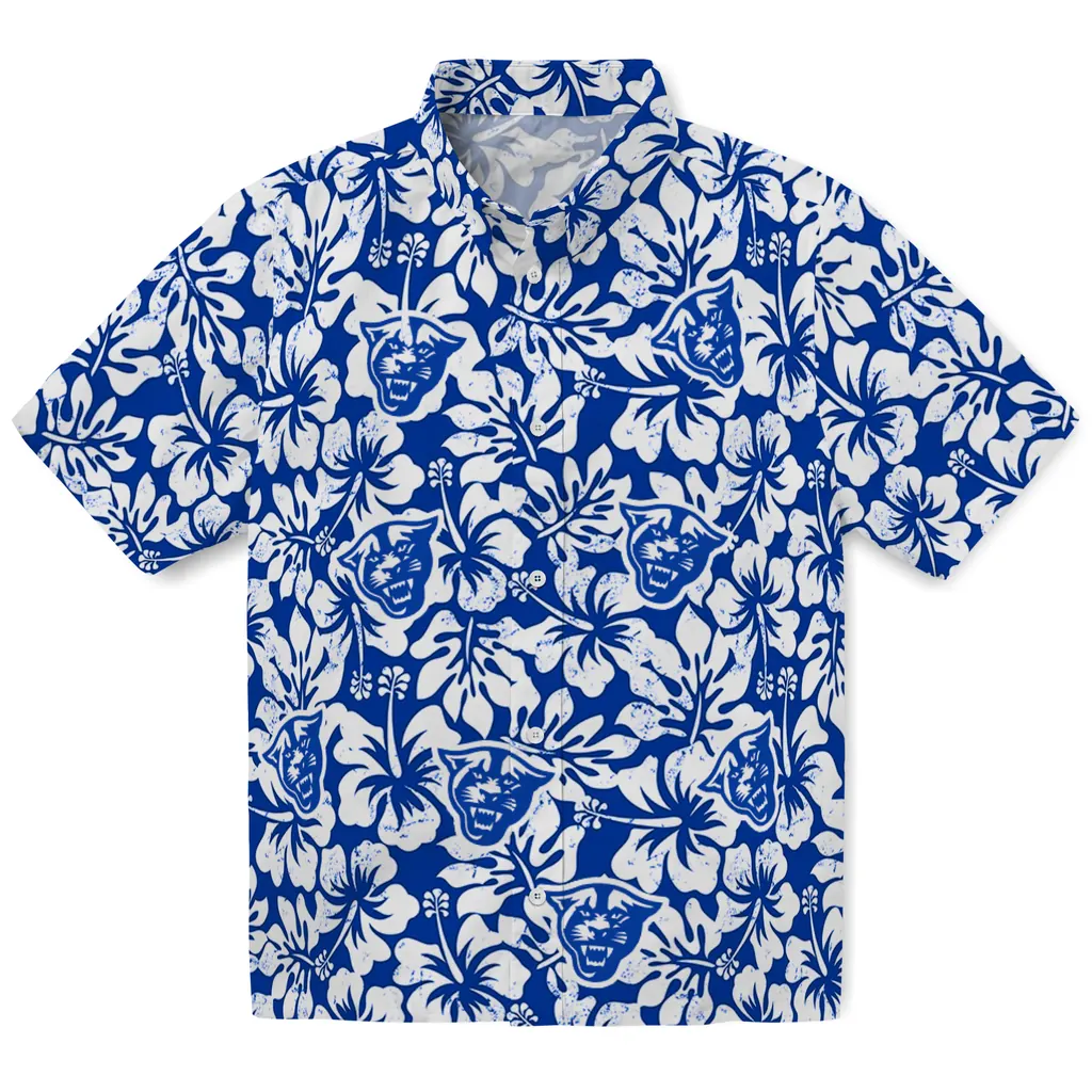 Georgia State Panthers Hawaiian Shirt - Hibiscus Motif georgia state panthers hibiscus motif blue white hawaiian shirts best selling