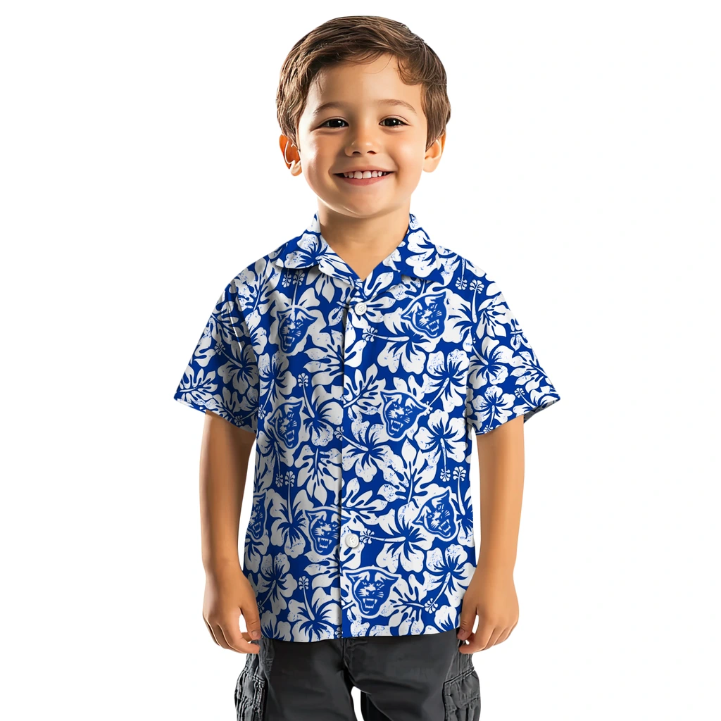 Georgia State Panthers Hawaiian Shirt - Hibiscus Motif georgia state panthers hibiscus motif blue white hawaiian shirts top rated