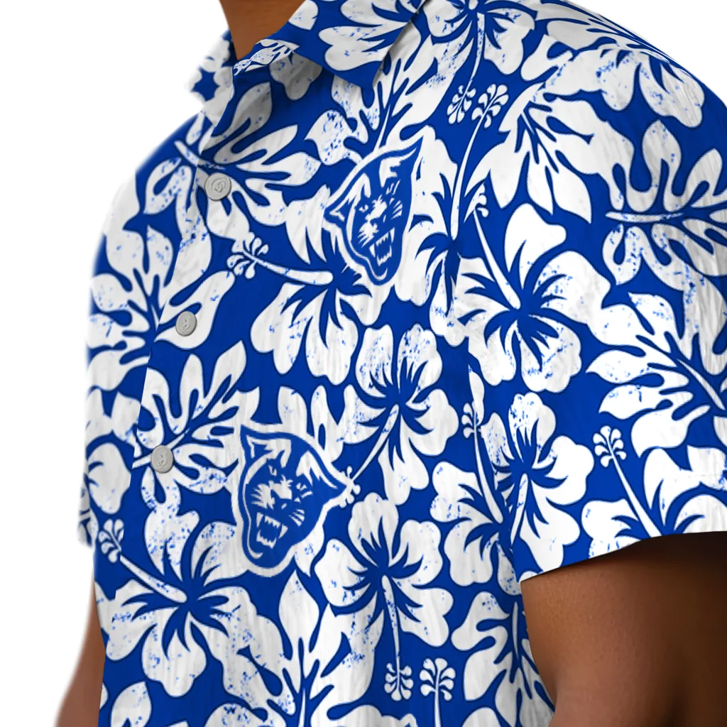 Georgia State Panthers Hawaiian Shirt - Hibiscus Motif georgia state panthers hibiscus motif blue white hawaiian shirts trendy