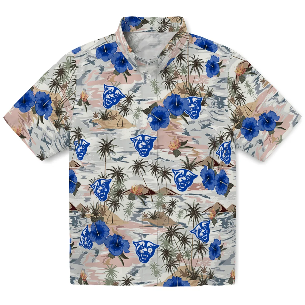 Georgia State Panthers Hawaiian Shirt - Hibiscus Seaside georgia state panthers hibiscus seaside white hawaiian shirts best selling