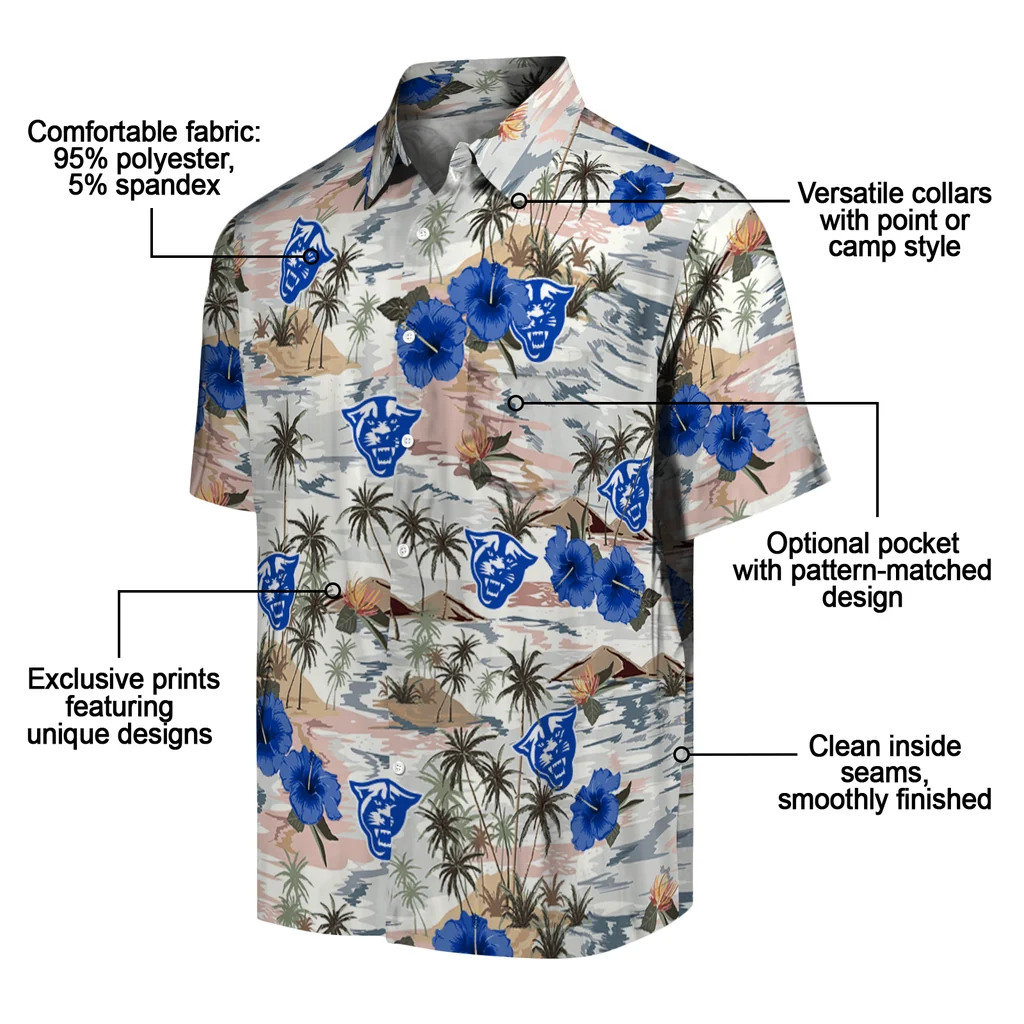 Georgia State Panthers Hawaiian Shirt - Hibiscus Seaside georgia state panthers hibiscus seaside white hawaiian shirts new arrival