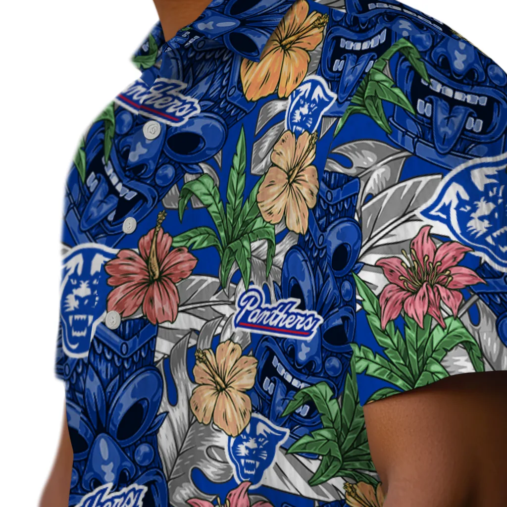 Georgia State Panthers Hawaiian Shirt - Hibiscus Tiki Jungle georgia state panthers tiki jungle blue hawaiian shirts trendy
