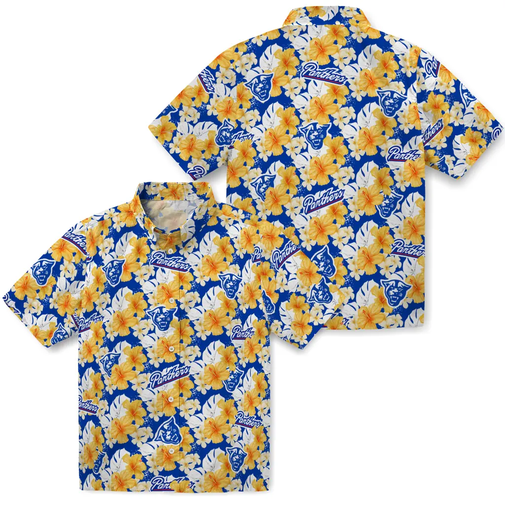Georgia State Panthers Hawaiian Shirt - Hibiscus Tropics georgia state panthers hibiscus tropics blue yellow hawaiian shirts high quality
