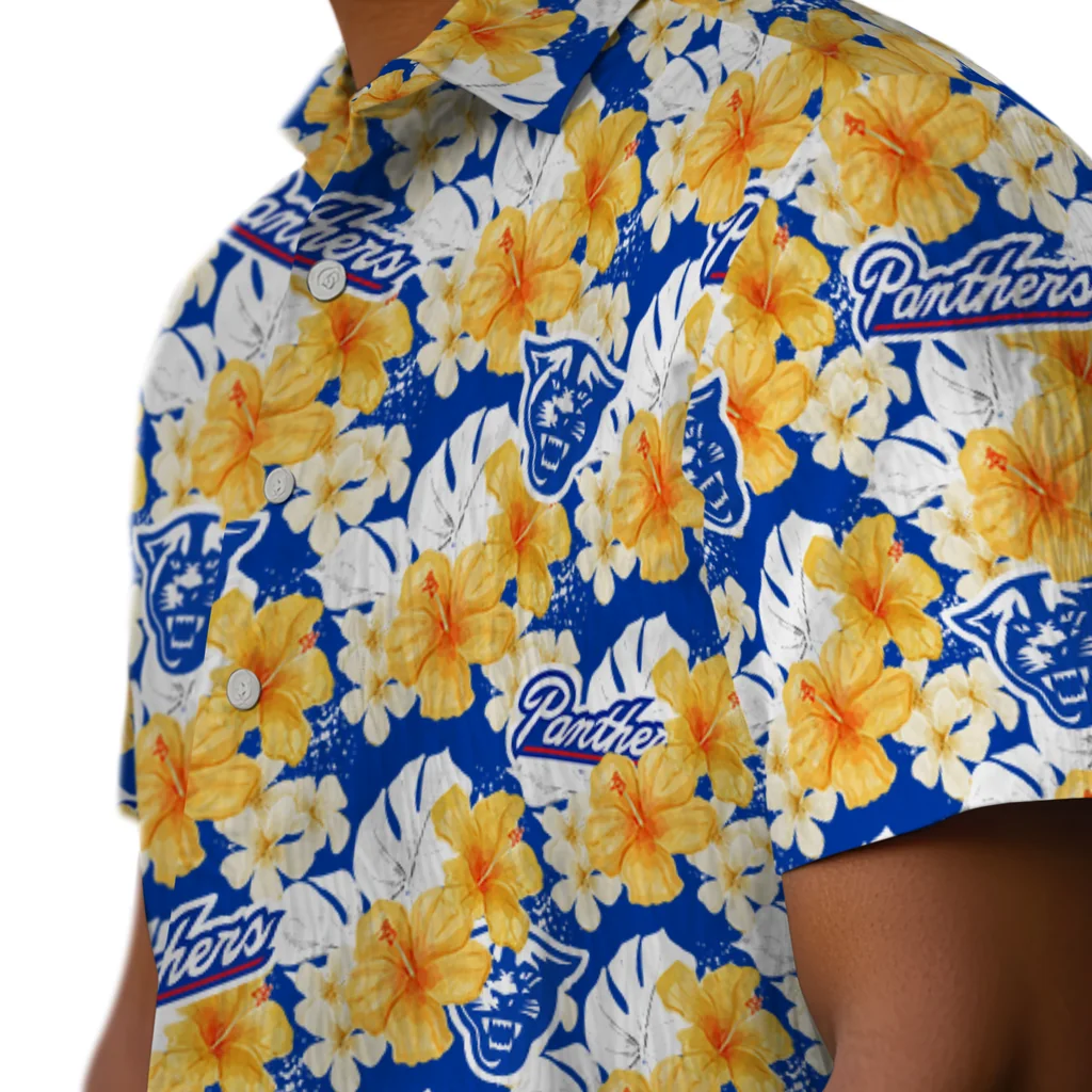 Georgia State Panthers Hawaiian Shirt - Hibiscus Tropics georgia state panthers hibiscus tropics blue yellow hawaiian shirts trendy