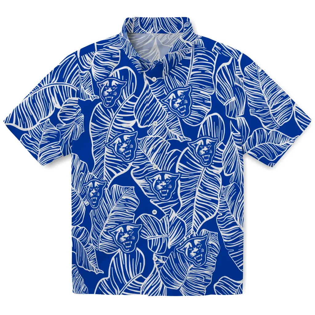Georgia State Panthers Hawaiian Shirt - Leaf Outline georgia state panthers leaf outline blue hawaiian shirts best selling