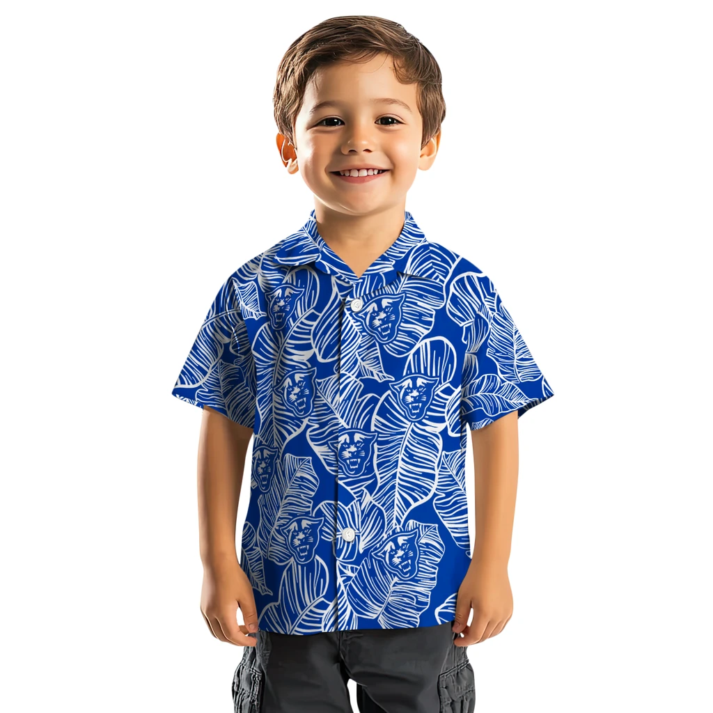 Georgia State Panthers Hawaiian Shirt - Leaf Outline georgia state panthers leaf outline blue hawaiian shirts top rated
