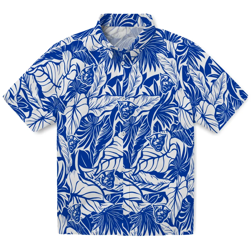 Georgia State Panthers Hawaiian Shirt - Monstera Layer georgia state panthers monstera layer blue hawaiian shirts best selling
