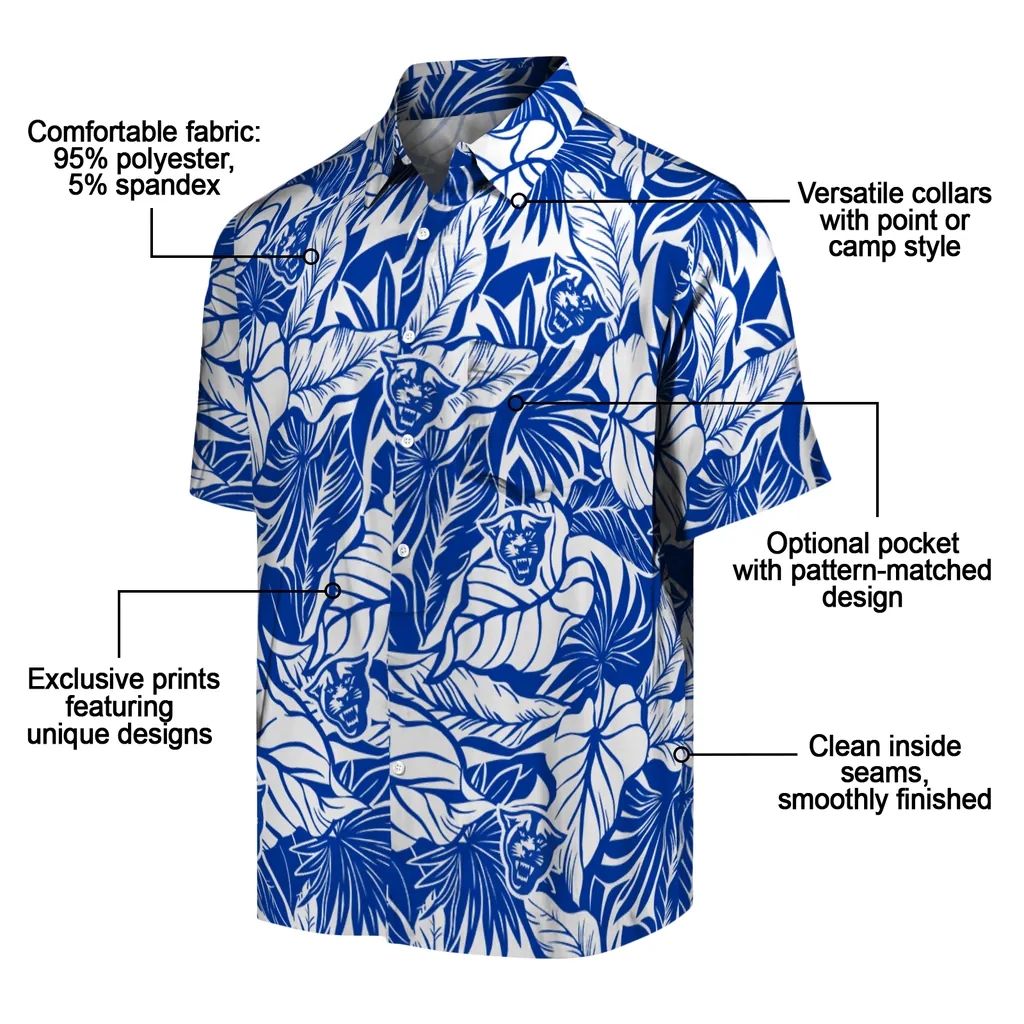 Georgia State Panthers Hawaiian Shirt - Monstera Layer georgia state panthers monstera layer blue hawaiian shirts new arrival