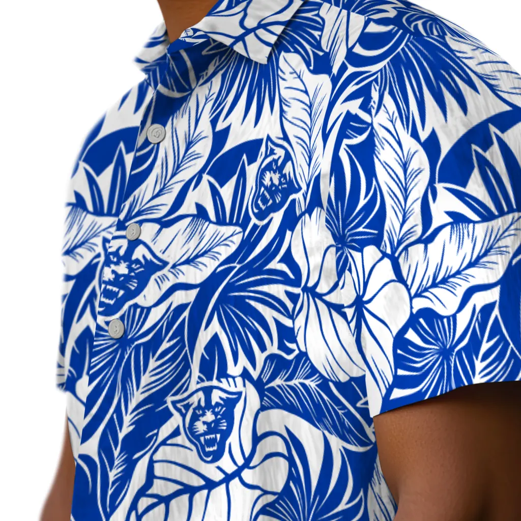 Georgia State Panthers Hawaiian Shirt - Monstera Layer georgia state panthers monstera layer blue hawaiian shirts trendy