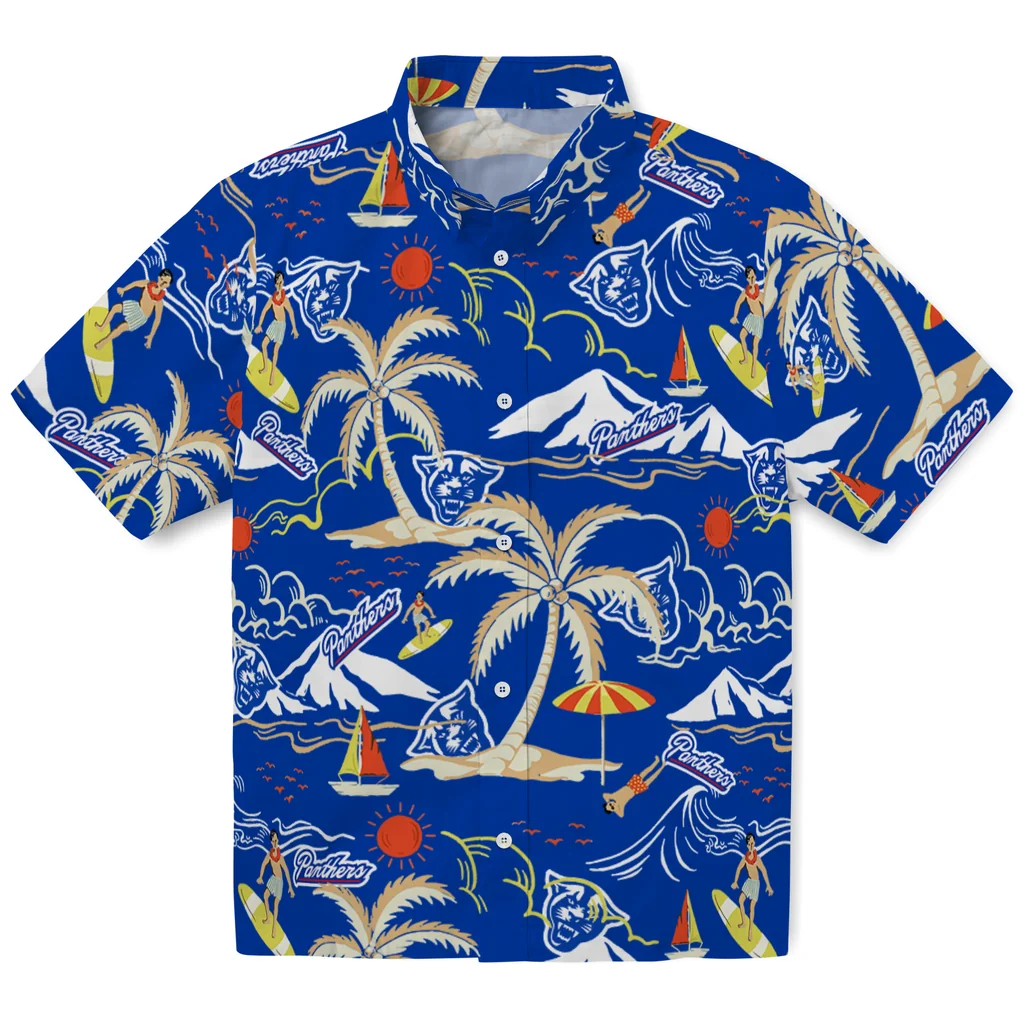 Georgia State Panthers Hawaiian Shirt - Palm Tree Island georgia state panthers palm tree island blue hawaiian shirts best selling
