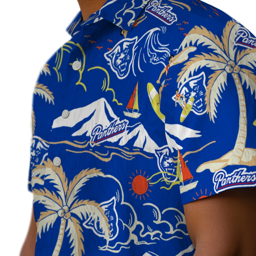 Georgia State Panthers Hawaiian Shirt - Palm Tree Island georgia state panthers palm tree island blue hawaiian shirts trendy