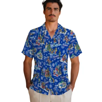 georgia state panthers simpsons christmas blue hawaiian shirts fashion forward