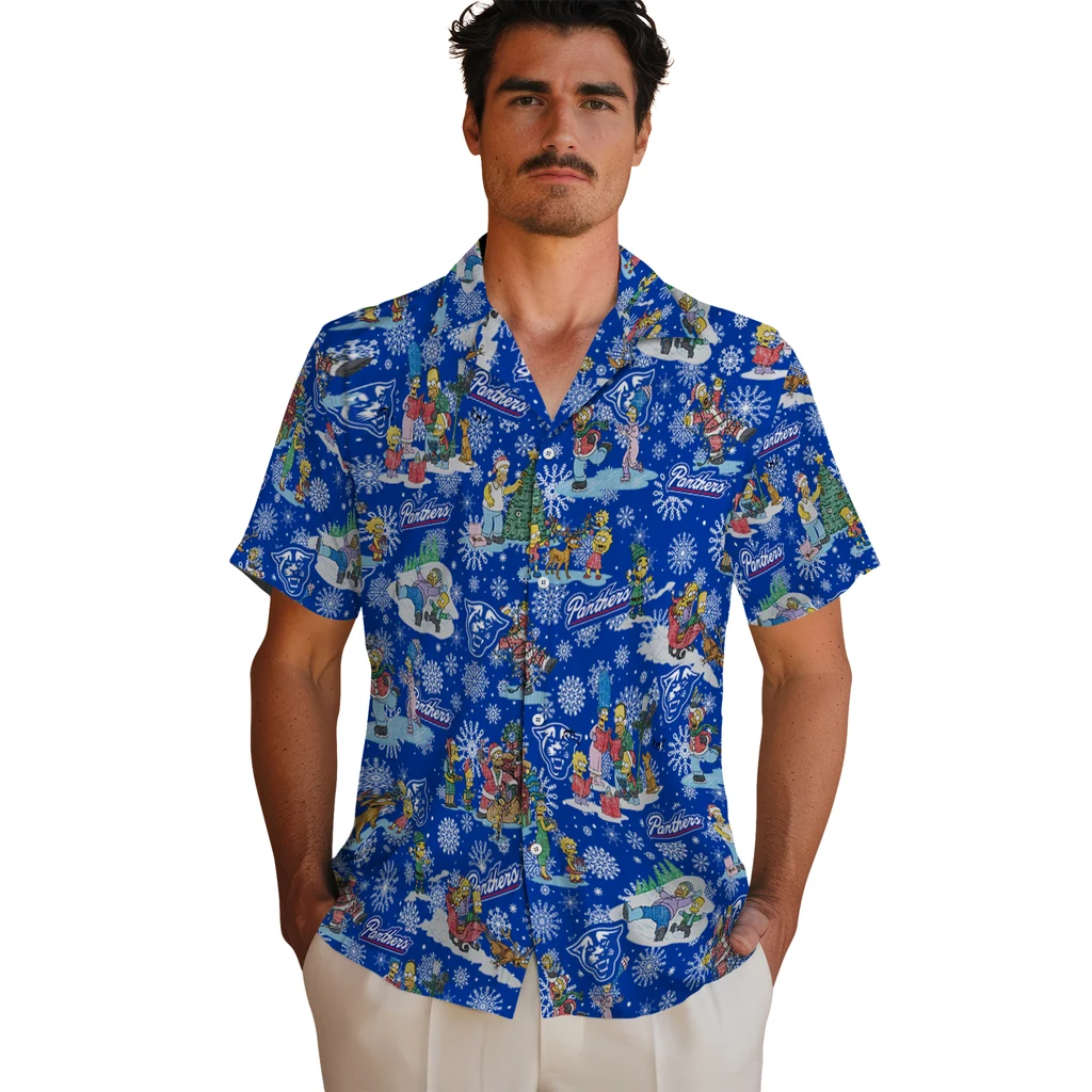 Georgia State Panthers Hawaiian Shirt - Simpsons Christmas georgia state panthers simpsons christmas blue hawaiian shirts fashion forward