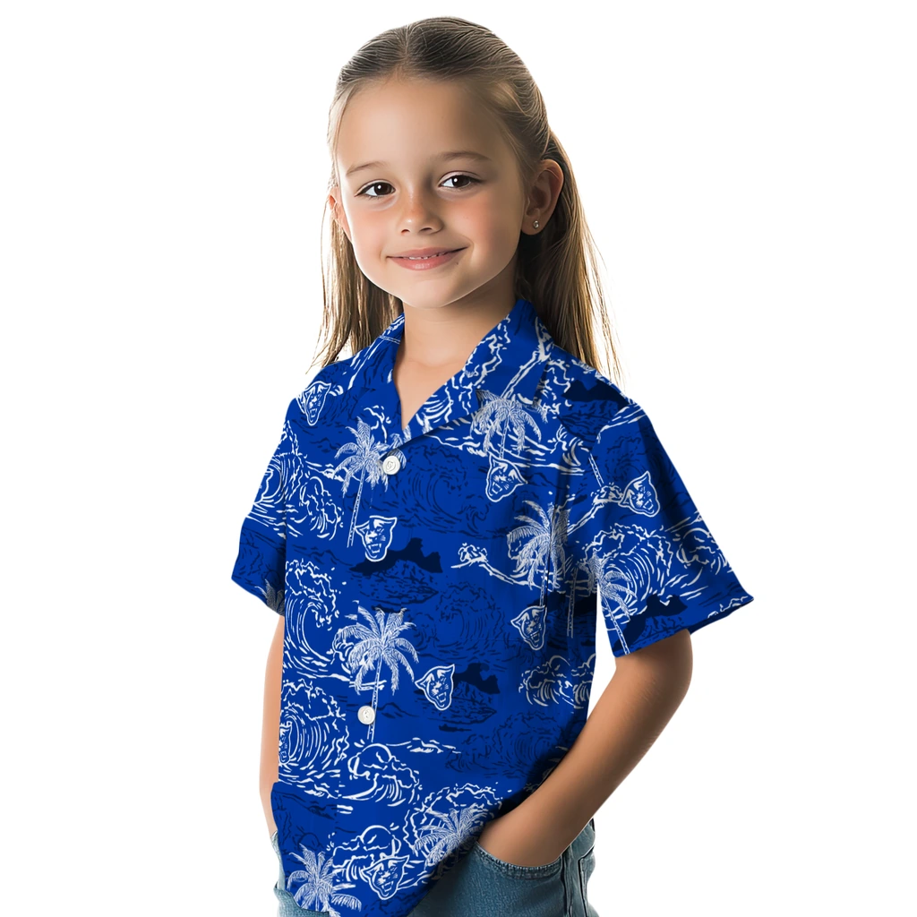 Georgia State Panthers Hawaiian Shirt - Wave Palm georgia state panthers wave palm blue hawaiian shirts premium grade
