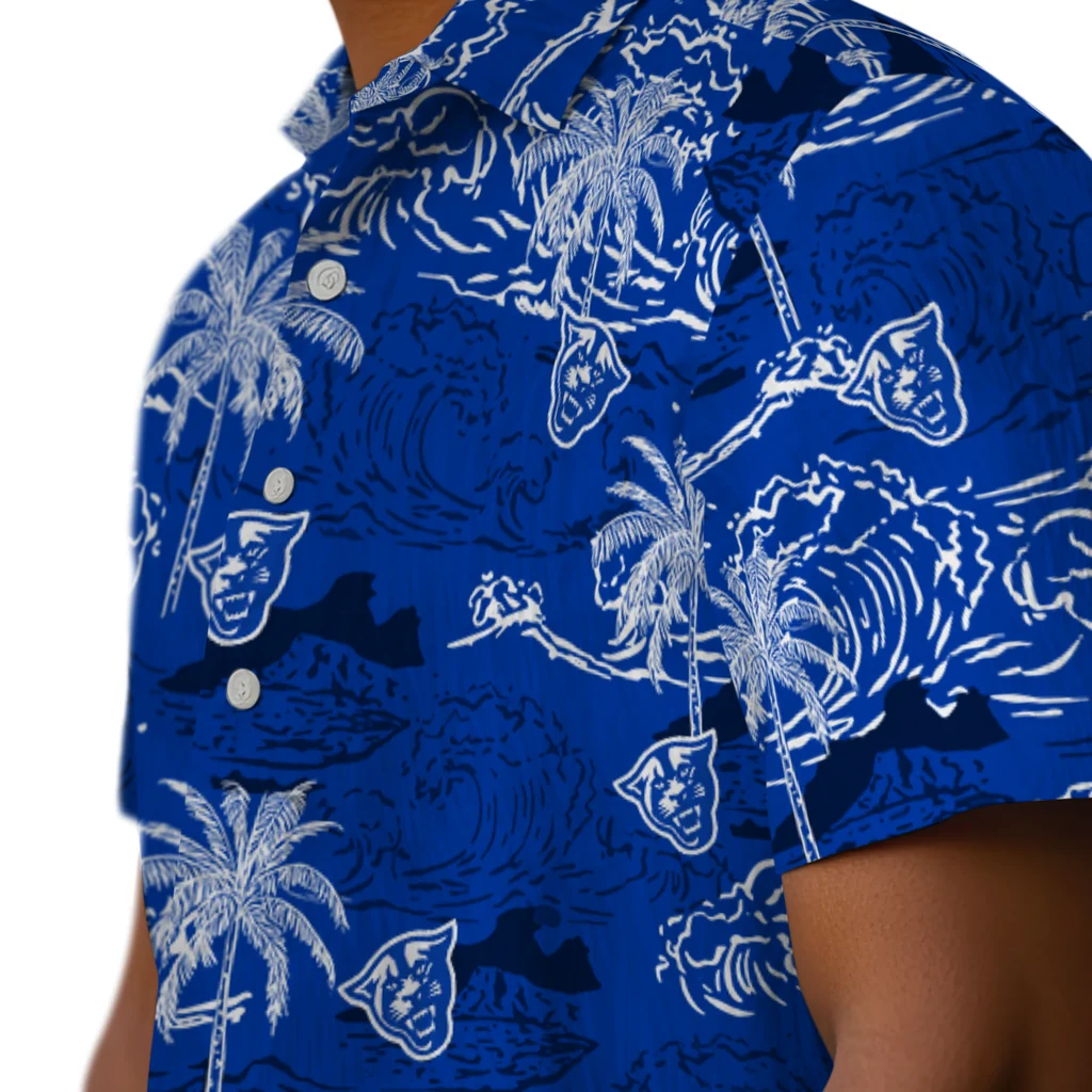 Georgia State Panthers Hawaiian Shirt - Wave Palm georgia state panthers wave palm blue hawaiian shirts trendy