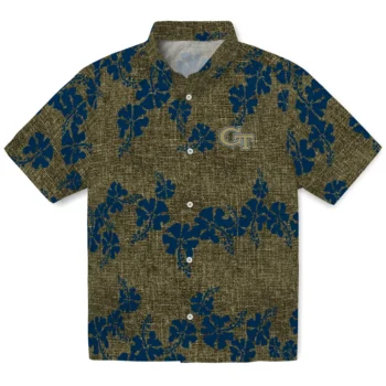 georgia tech yellow jackets hibiscus petals gold hawaiian shirts best selling