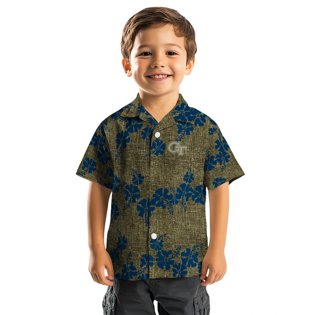 Georgia Tech Yellow Jackets Hawaiian Shirt - 50th State Flower georgia tech yellow jackets hibiscus petals gold hawaiian shirts top rated