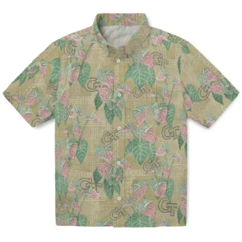 georgia tech yellow jackets anthurium overlay gold hawaiian shirts best selling