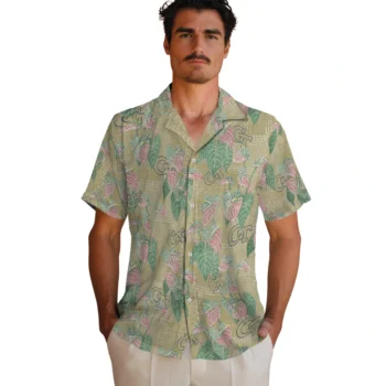 georgia tech yellow jackets anthurium overlay gold hawaiian shirts fashion forward