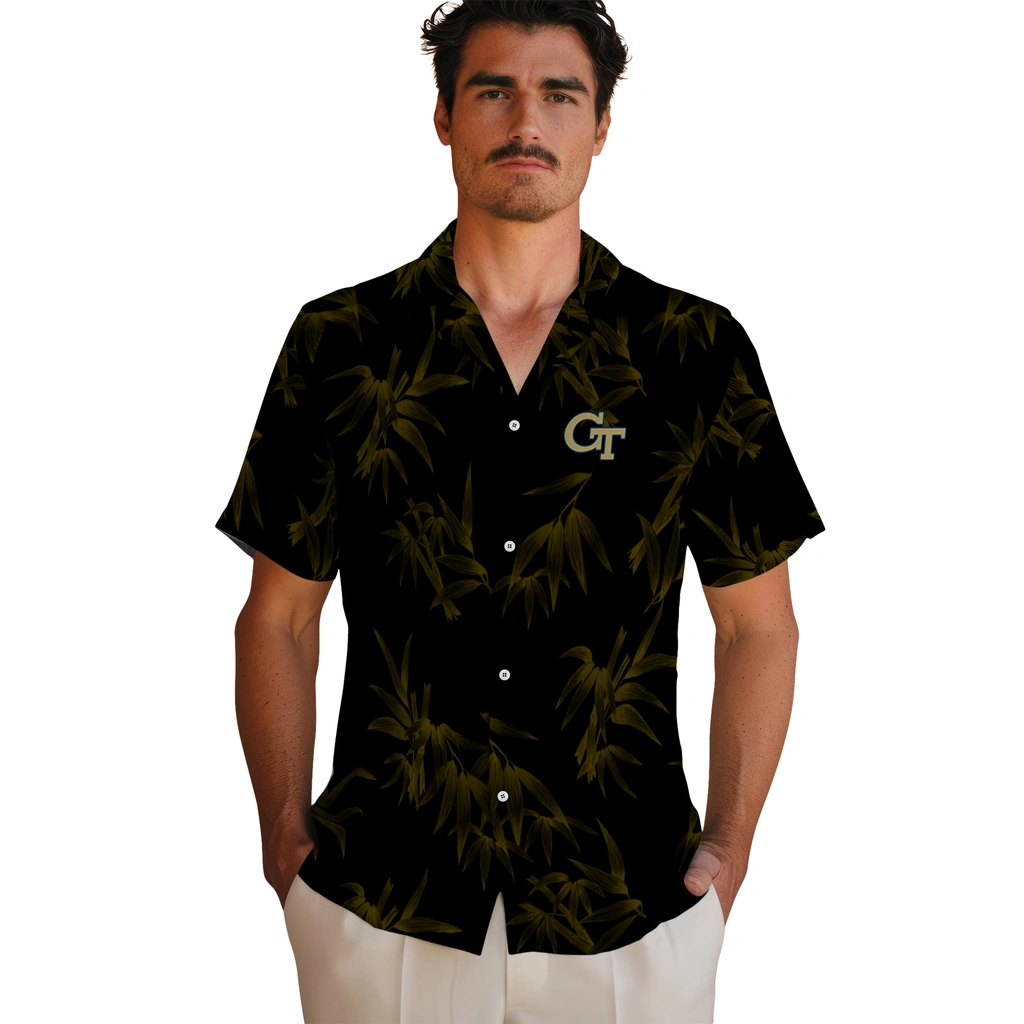 Georgia Tech Yellow Jackets Hawaiian Shirt - Bamboo Branches georgia tech yellow jackets bamboo branches gold black hawaiian shirts fashion forward