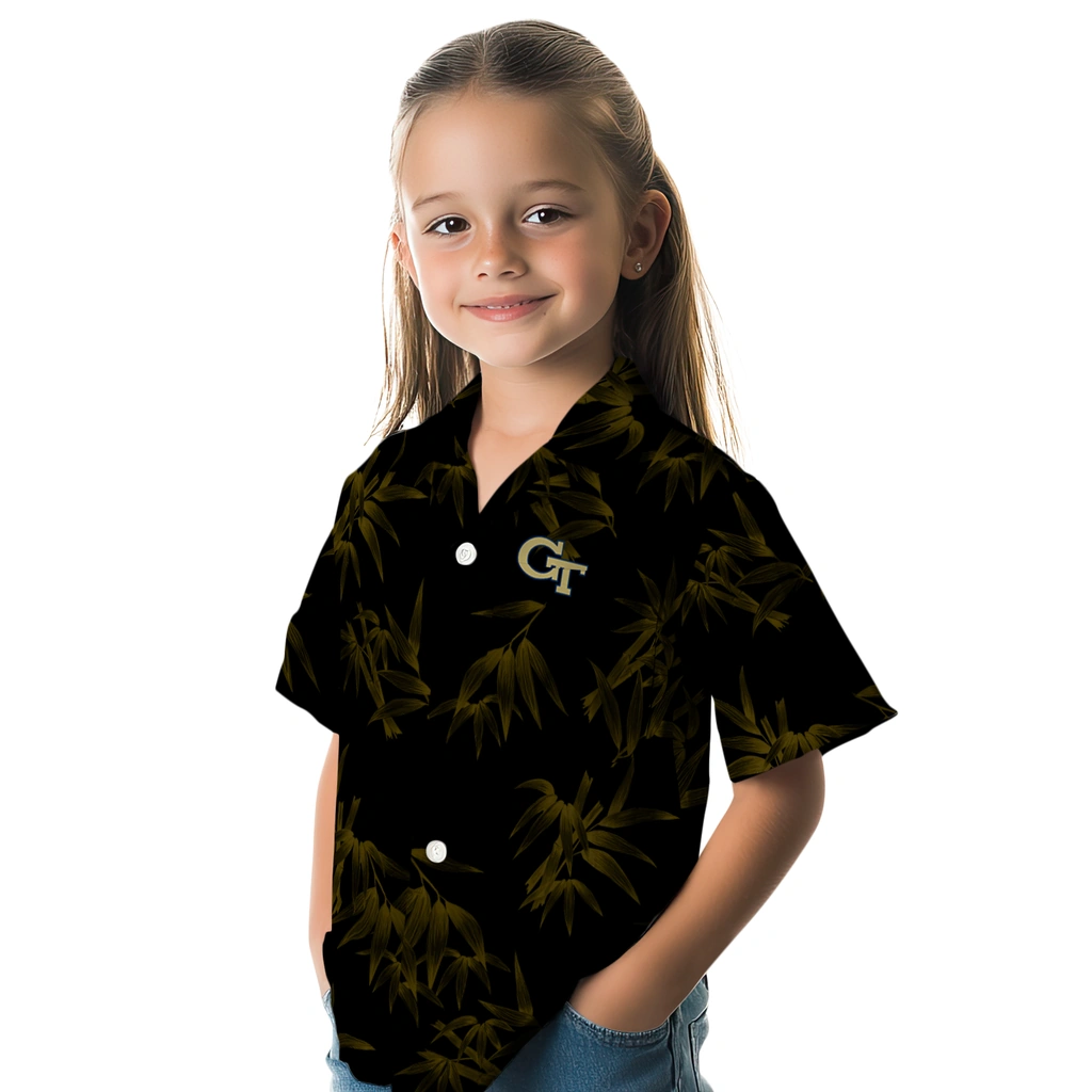Georgia Tech Yellow Jackets Hawaiian Shirt - Bamboo Branches georgia tech yellow jackets bamboo branches gold black hawaiian shirts premium grade