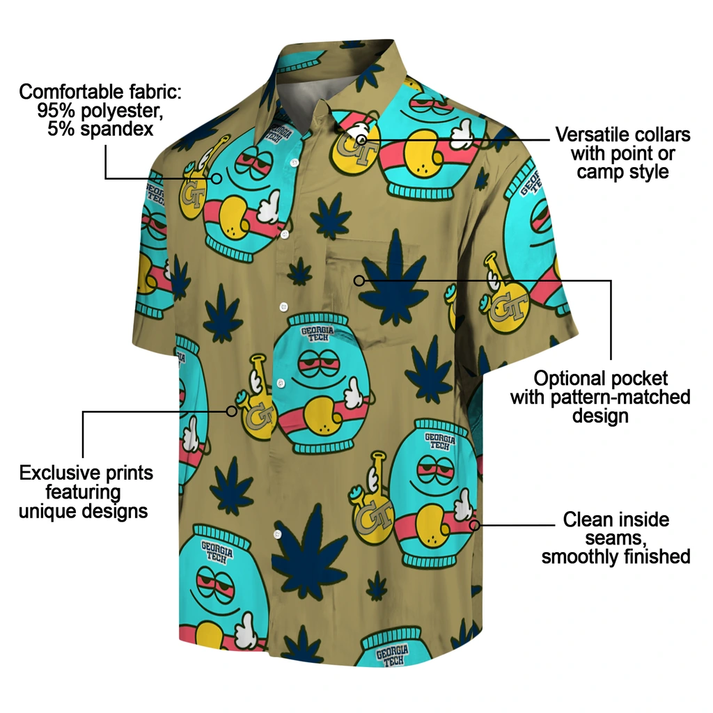 Georgia Tech Yellow Jackets Hawaiian Shirt - Chill Vibe georgia tech yellow jackets bong smile gold hawaiian shirts new arrival