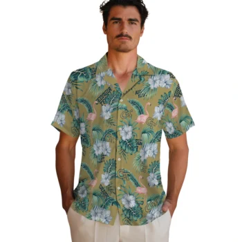 georgia tech yellow jackets flamingo palms gold hawaiian shirts fashion forward