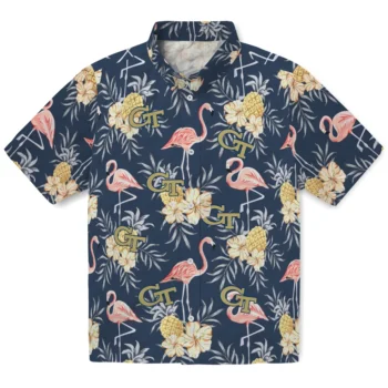 georgia tech yellow jackets flamingo hibiscus navy hawaiian shirts best selling